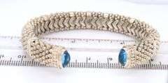 925 Sterling Silver Lagos Caviar Blue Topaz Cuff Bangle