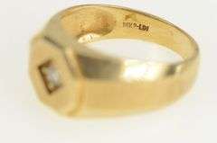 14K Yellow Gold Retro Diamond Squared Vintage Statement Ring