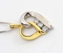 Sweet Bi-Color Diamond Heart on Necklace