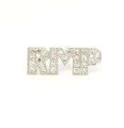 14K White Gold RPM Pave Diamond Encrusted Initial Lapel Pin/Brooch