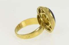 18K Yellow Gold Blue Enamel Flower Bouquet Domed Cocktail Ring