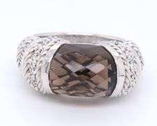 Judith Ripka Sterling Silver Smokey Topaz Ring
