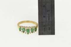 14K Yellow Gold Marquise Emerald Baguette Diamond Band Ring