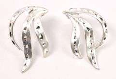 Wave Stud Earrings In Sterling Silver