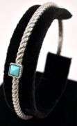 Turquoise Gem Bangle Bracelet In Sterling Silver