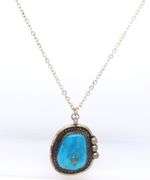 Vintage 925 Sterling Silver Turquoise Pendant on Chain