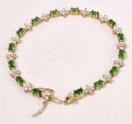 Vermeil Emerald and CZ Bracelet In Sterling Silver