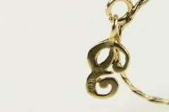 14K Yellow Gold E Cursive Letter Monogram Initial Charm Ring