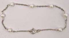 Pearl Bead Bracelet In Sterling Silver