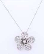 1.00ctw Diamond Plumeria Flower Pendant Necklace in 14K