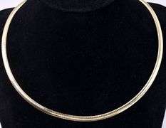 Reversible Omega Chain Necklace In 14K Yellow and White Gold