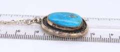 Vintage 925 Sterling Silver Turquoise Pendant on Chain