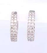 Attractive White Gold 1.20ctw Two Row Diamond Huggie Earrings