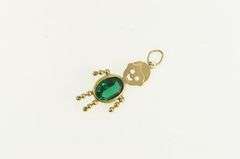 14K Yellow Gold May Birthstone Baby Syn. Emerald Boy Charm/Pendant