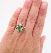 Emerald, Sapphire, and Diamond Cocktail ring in 18k Yellow Gold