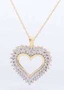 Sparkling Yellow Gold Double Halo Diamond Heart Shaped Pendant on Chain