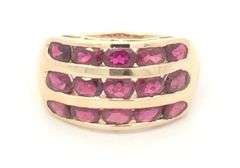 14K Yellow Gold Oval Rubellite Vintage Squared Statement Ring