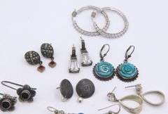 Group Lot of Vintage 925 Sterling Silver Earrings