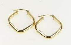 14K Yellow Gold 24.8mm Squared Statement Puffy Hoop Earrings