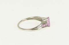 10K White Gold Emerald Cut Pink Topaz Diamond Accent Ring
