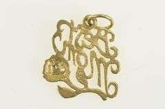 14K Yellow Gold Best Mom Rose Flower Mother's Day Charm/Pendant