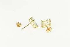14K Yellow Gold Emerald Cut Aquamarine Solitaire Stud Earrings