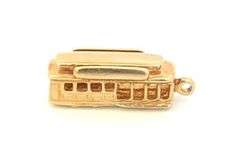 14K Yellow Gold 3D Trolley Car San Francisco Travel Charm/Pendant