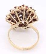 Attractive Yellow Gold Ruby Cluster Cocktail Ring