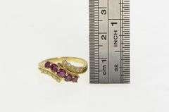 14K Yellow Gold Wavy Natural Ruby Diamond Statement Band Ring