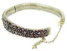 Beautiful Antique Bohemian Garnet Bangle Bracelet