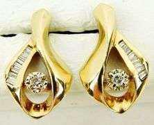 Vintage 14K Multi-Diamond Drop Earrings