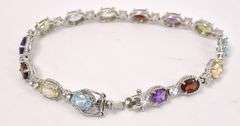 Multi-Gem Bracelet In Sterling Silver