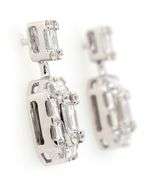 New Effy 1.50ctw Baguette and Round Diamond Cluster Drop Earrings in 18K W/Box