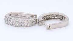 Attractive White Gold 1.20ctw Two Row Diamond Huggie Earrings
