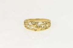 14K Yellow Gold Ornate Heart Design Love Vine Statement Ring