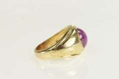 14K Yellow Gold Oval Syn. Star Ruby Cabochon Retro Ring
