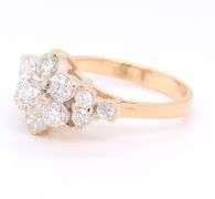 Dazzling Yellow Gold 1.05ctw Flower Cluster Diamond Ring
