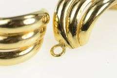 14K Yellow Gold Retro Curved Scalloped Stud Enhancer Earrings