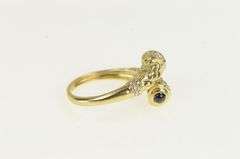 14K Yellow Gold Sapphire Diamond Woven Design Bypass Ring