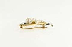 14K Yellow Gold 0.28 Ctw Diamond Pearl Vintage Loop Pin/Brooch