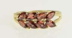14K Yellow Gold Marquise Garnet Vintage Statement Vine Band Ring