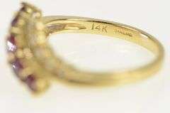 14K Yellow Gold Wavy Natural Ruby Diamond Statement Band Ring