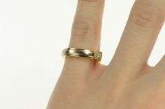 18K Yellow Gold Two Tone Diamond Squared Wedding Band Ring