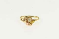 10K Yellow Gold Black Hills Leaf Diamond Vintage Statement Ring