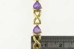 14K Yellow Gold Heart Amethyst Love Symbol Vintage Tennis Bracelet