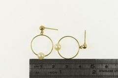 14K Yellow Gold Pearl Beaded Round Circle Drop Dangle Earrings