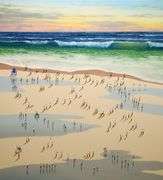 Extra Large Beach Painting with Textured Figures!