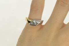 14K White Gold Two Tone Diamond Geometric Abstract Band Ring