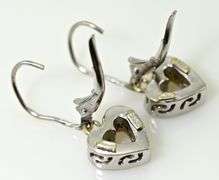Dangling Heart 18K White Gold Diamond Earrings