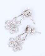 Sparkling White Gold Diamond Swirl Dangle Earrings